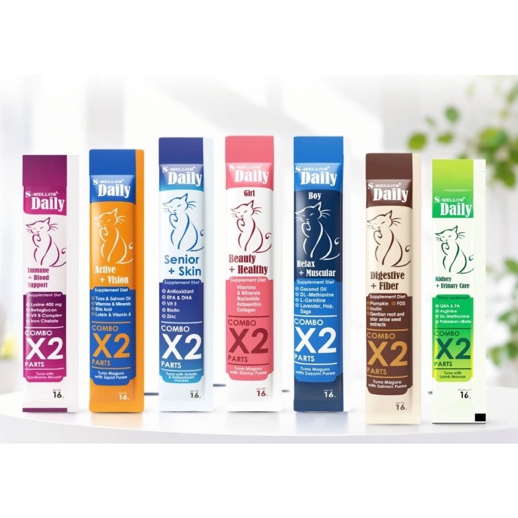 (12ซอง/24ซอง(1กล่อง)ขนมแมวเลียเอสเมโล่ เดลี S mellow Daily ขนาด 16กรัม