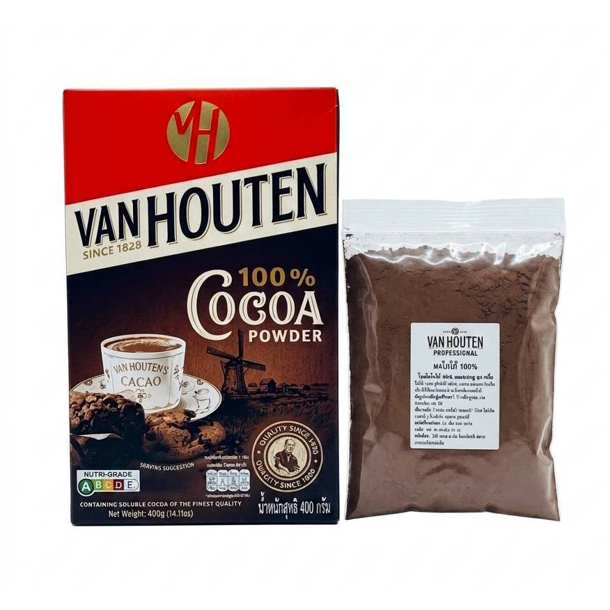 VANHOUTEN ผงโกโก้ 100% ไขมันโกโก้ 20% แบ่งบรรจุ 80 กรัม **สินค้าเป็นถุงแบ่งบรรจุนะคะ ไม่ใช่ถุงจากบริษัท**