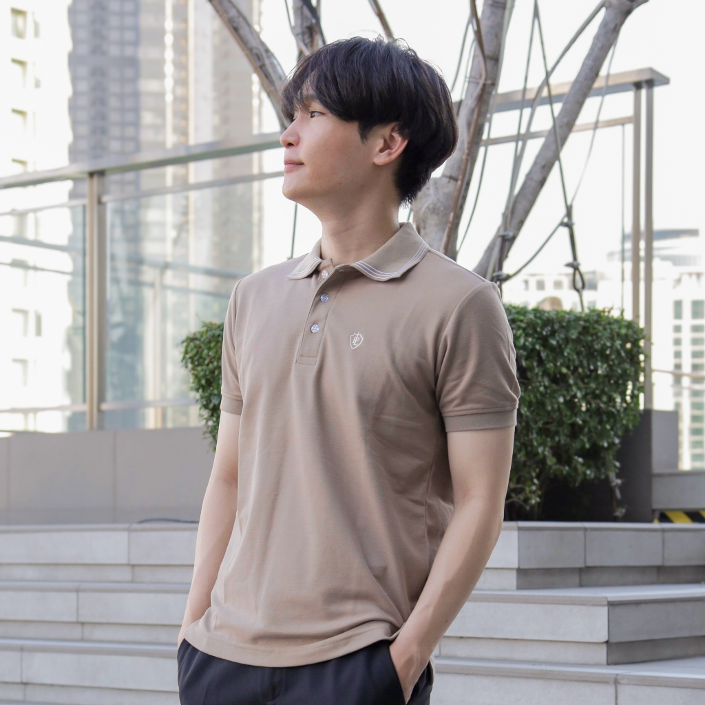 POLOLAND เสื้อโปโลชายทรงตรง รุ่น Lessi - สีน้ำตาล (3สี)