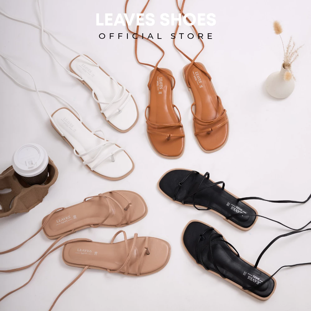 LEAVESSHOES รองเท้าแตะพันขา แฟชั่นผู้หญิง รองเท้าไปทะเล ใส่เที่ยวคาเฟ่ รุ่น RAINY (แนะนำบวก 1ไซส์)