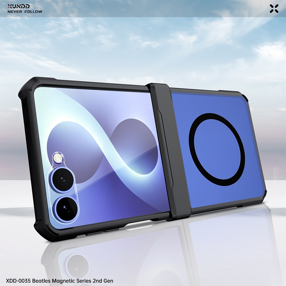 Xundd เคส ใช้สำหรับ Samsung Galaxy Z Flip 5 6 7 Case Z Flip 8 เคสป้องกันการกันกระแทก TPU ฝาหลังอะคริลิคใส