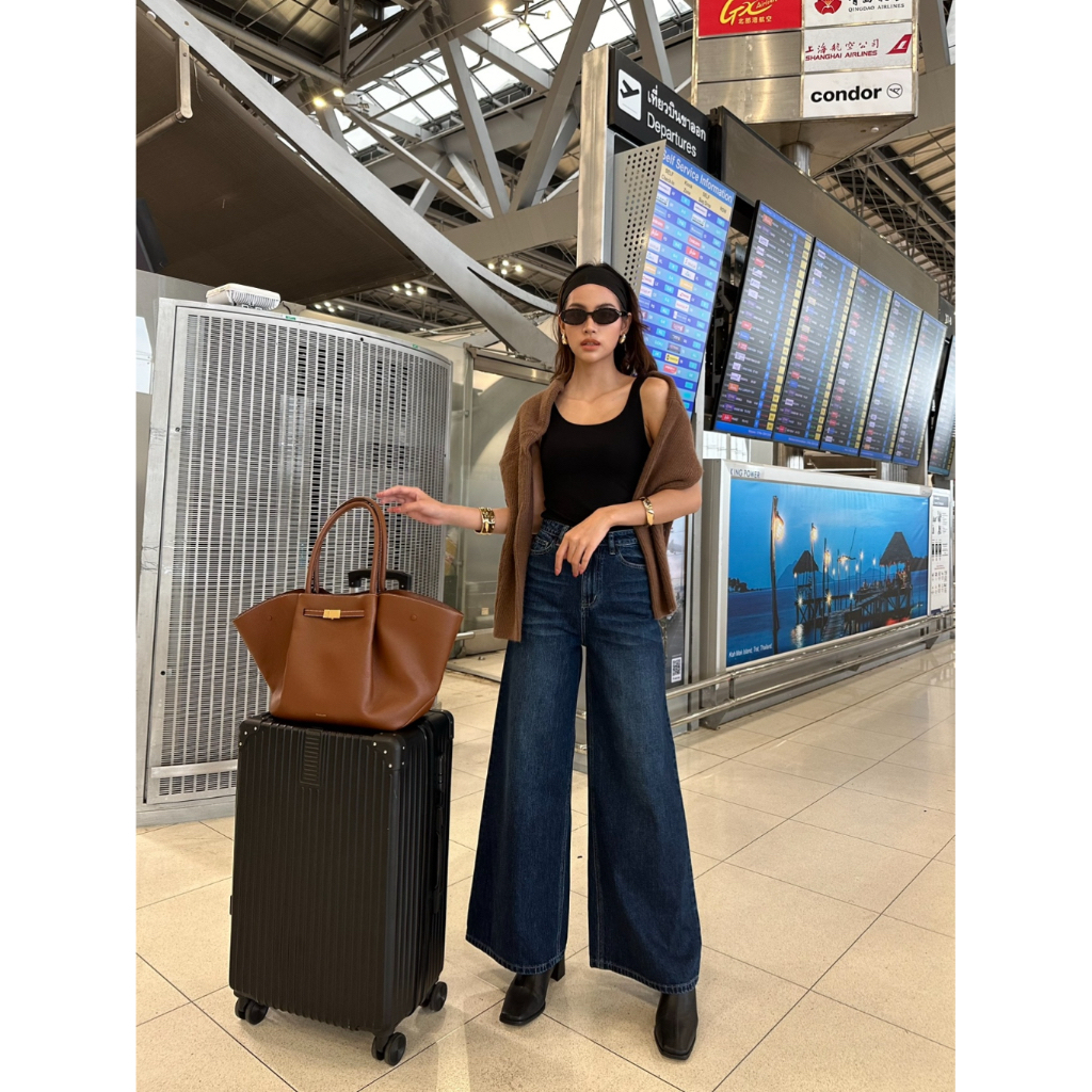 HUNG JEANS รุ่น Mona Jeans (HJ59) รุ่นขายดี กางเกงยีนส์ทรงขาบาน สีเข้มคลาสสิก | Japanese Denim Cotton 100%