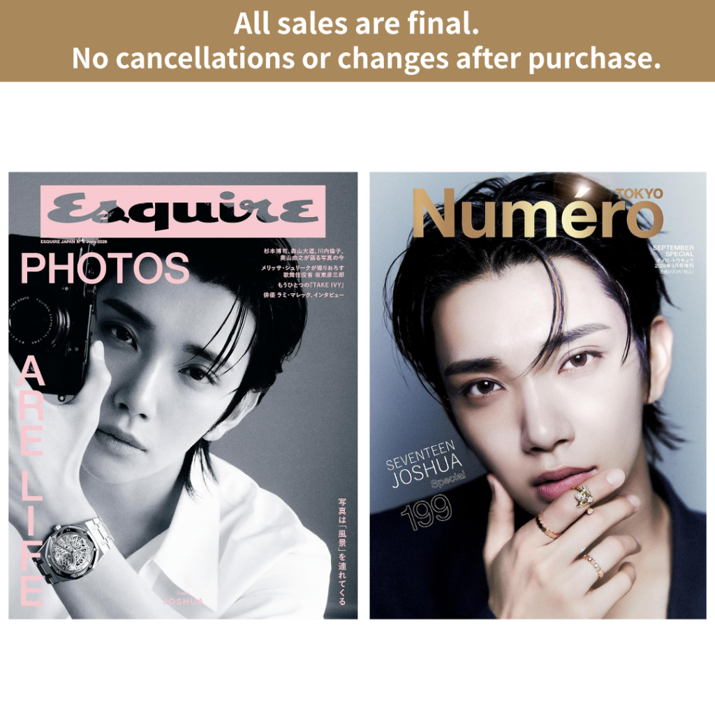 Brand-New JOSHUA (SEVENTEEN) Cover Magazine Japan Esquire JAPAN No.6 June 2026 or Numero TOKYO Septe