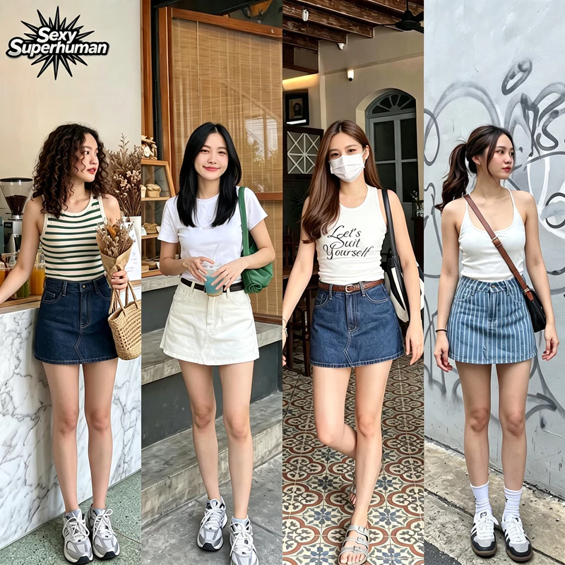 (พร้อมส่ง)denim skirt กระโปรงกางเกงยีนส์ มีซับใน