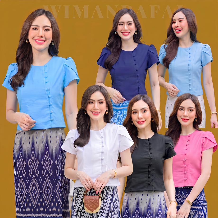 ️เสื้อพื้นเมืองผู้หญิงรุ่นลิซ่า เนื้อผ้าฝ้ายเกรดA เนื้อนุ่มใส่สบาย แถม!!ถุงใส่แก้วน้ำ