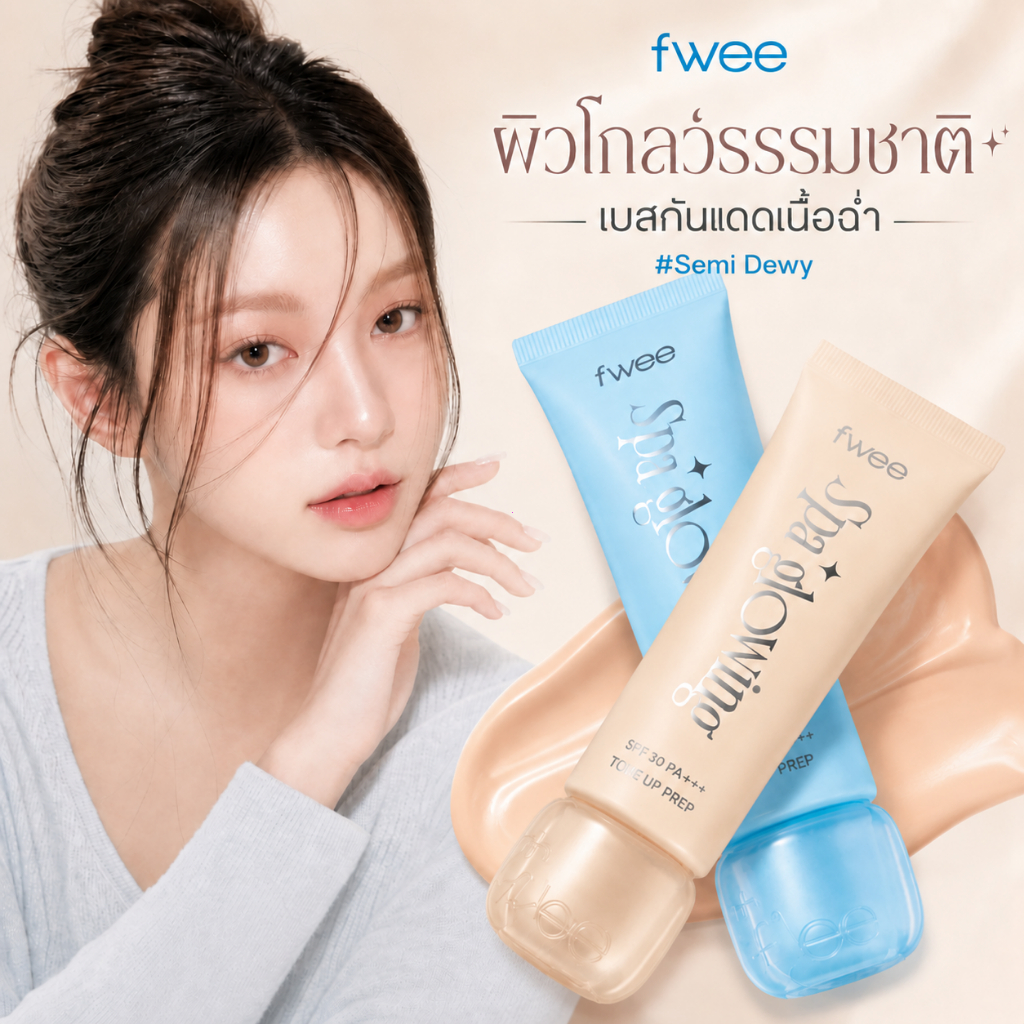 [100% แท้] FWEE Spa Glowing UV Tone-Up Base 35ml | UV Tone Up Prep (SPF30 Semi Dewy/SPF50+Wet Dewy) ปรับผิวใส กันแดด