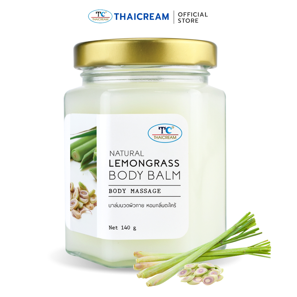 Thaicream บาล์มตะไคร้  นวดตัว บาล์มอโรม่า Natural Lemongrass Body Balm นวดเท้า นวดมือ น้ำหอม