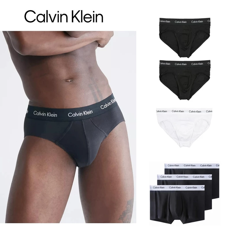 กางเกงในผู้ชายแพ็คCK 3 ชิ้น Icon Cotton Stretch ทรง Hip Briefสวมใส่สบาย ระบายอากาศได้ดี