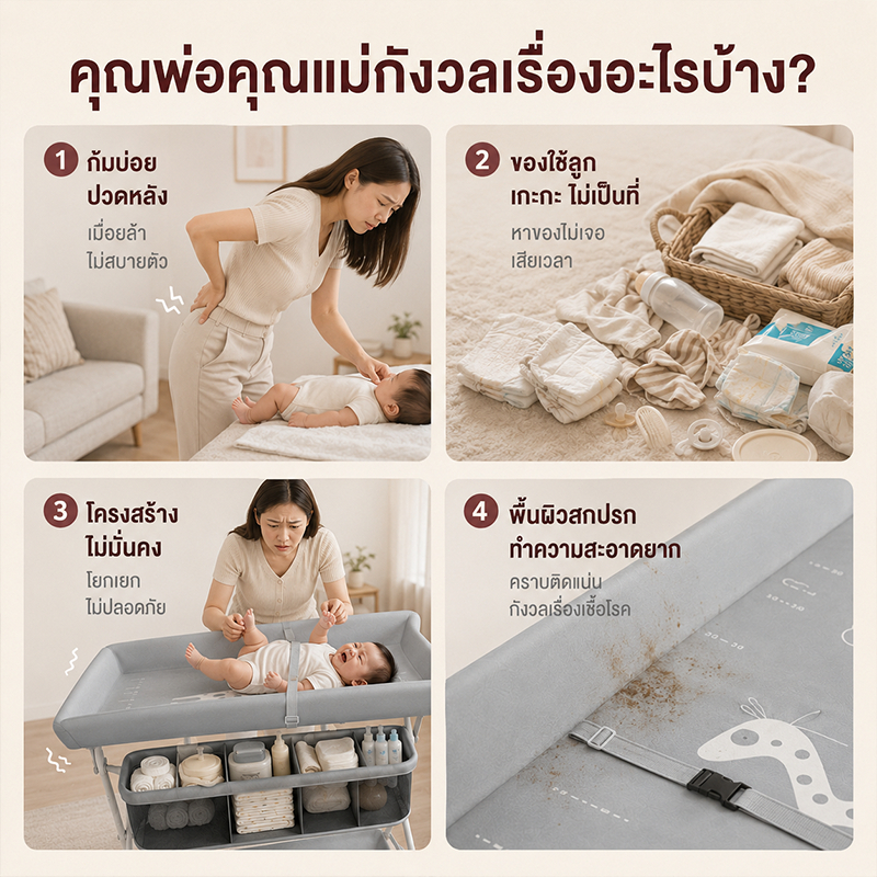 AMWTโต๊ะเปลี่ยนผ้าอ้อม โต๊ะและเบาะรองสำหรับเปลี่ยนผ้าอ้อม รูปที่ 6