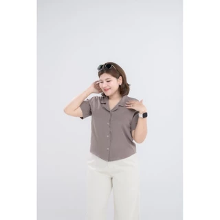 เสื้อเชิ้ตสาวอวบ อ้วน คอปกฮาวายผ้าไหมอิตาลี่ #G92