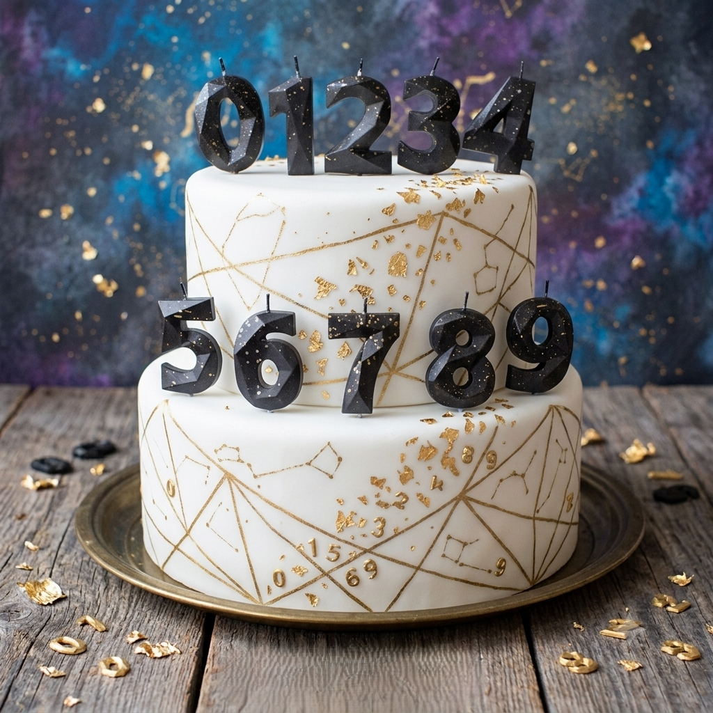 เทียนตัวเลข เทียนวันเกิด สีดำ กากเพชรทอง สามมิติ 0-9 ตกแต่งเค้ก มินิมอล Black Gold Glitter Number Birthday Cake Candles