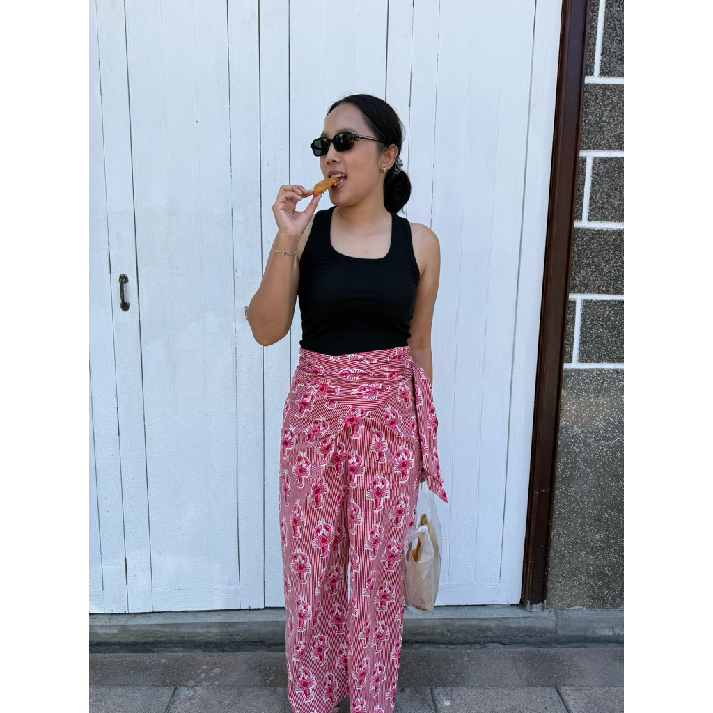 กางกางเลผูกเอว Marina’s wrap pants ผ้าคอตตอนอินเดีย Handblock 100%