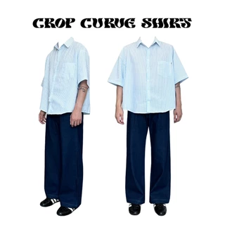 JAMANBKK / CROP CURVE SHIRT / เสื้อเชิ้ต แขนสั้น ทรงครอป