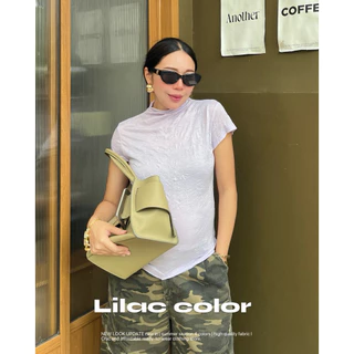 25SUMMER T60 - Crinkled mock neck top เสื้อคอปีนย่น
