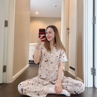 ชุดนอนผ้าไหมเกาหลี ป้ายy ฟรีไซส์ อก43" แขนสั้น-ขายาว