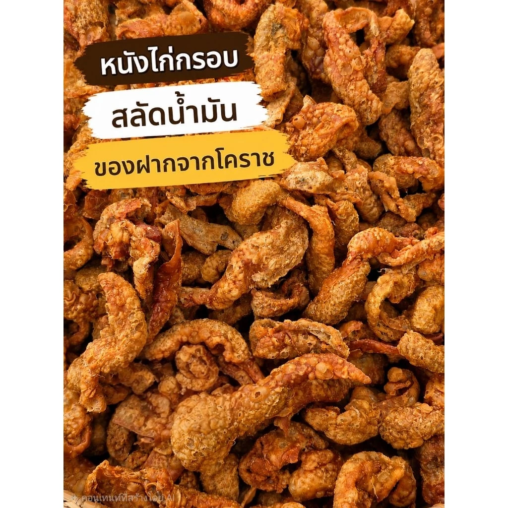 หนังไก่กรอบ เจ้ปอโคราช ขนาด 250 กรัม