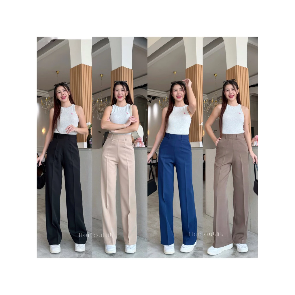 กางเกงทรงกระบอกกลาง Baby pants(✅โค้ดลด 30WOW200) แต่งซิปข้างเอวสูง ผ้าเนียนนุ่มใส่สบายสุดๆ