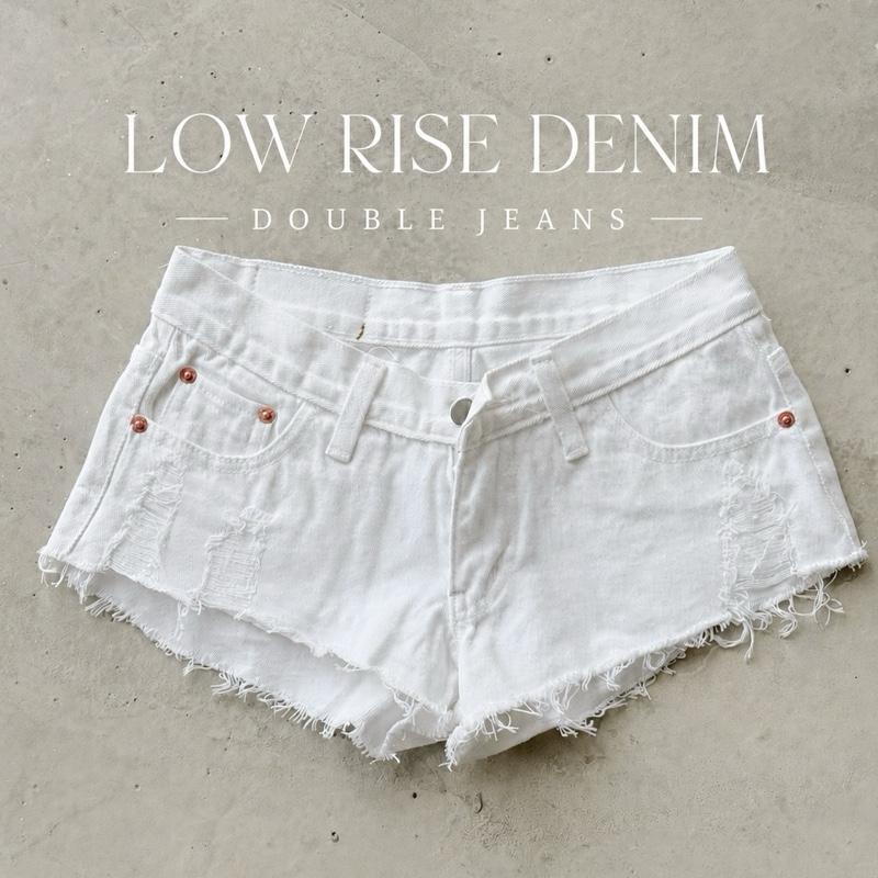 Double - DBGBJ04 Low Rise Denim Shorts กางเกงยีนส์ขาสั้นเอวต่ำ 8 นิ้ว