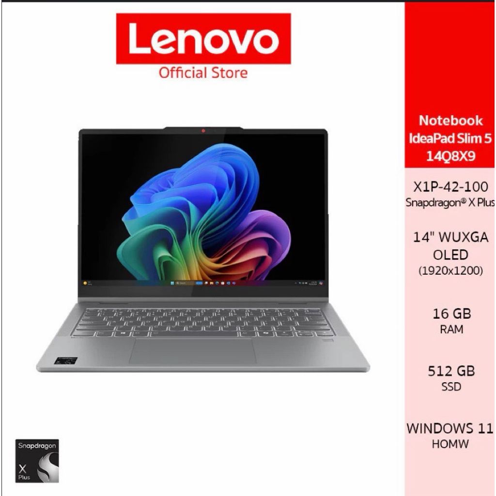 [มือสอง ฟรีค่าส่ง] Lenovo Ideapad 2-IN-1 14Q8X9(83GH001MTA)Notebook Snapdragon X Plus X1P-42-100 16G