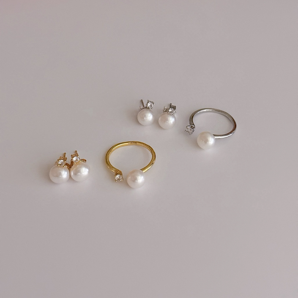 shellandgold - แหวน และ ต่างหู ประดับมุกน้ำจืดแท้ และ เพชร อย่างละ 1 เม็ด