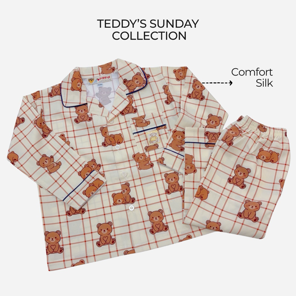 Teddy’s Sunday ~ ชุดนอนเด็กชาย ~ แขนยาว ขายาว ~ ผ้า Silk Satin