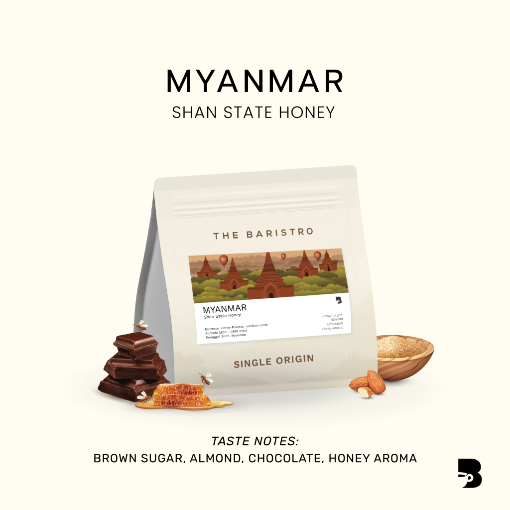 เมล็ดกาแฟ คั่วกลาง - Myanmar Shan State Honey