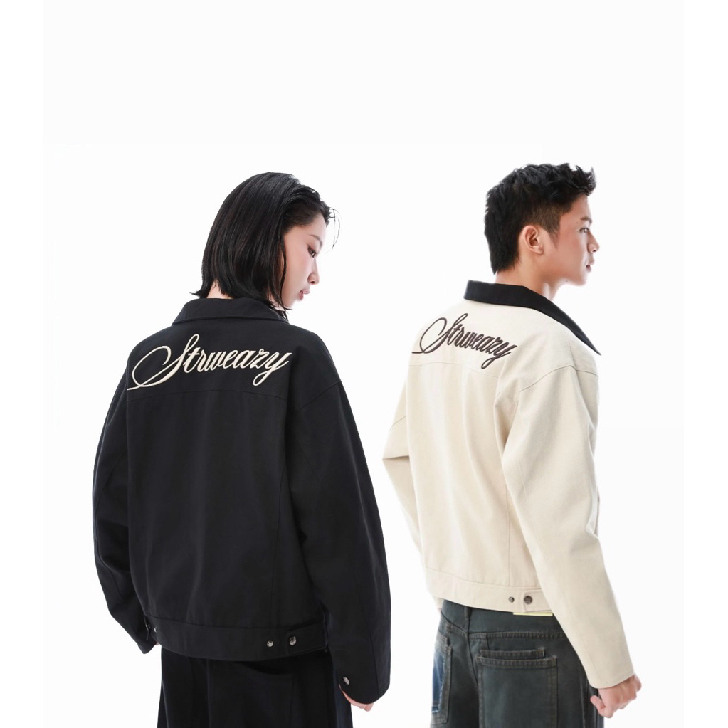 Pre-order (14-20days) แบรนด์เวียดนาม SWE | SCRIPT JACKET - BEIGE & BLACK