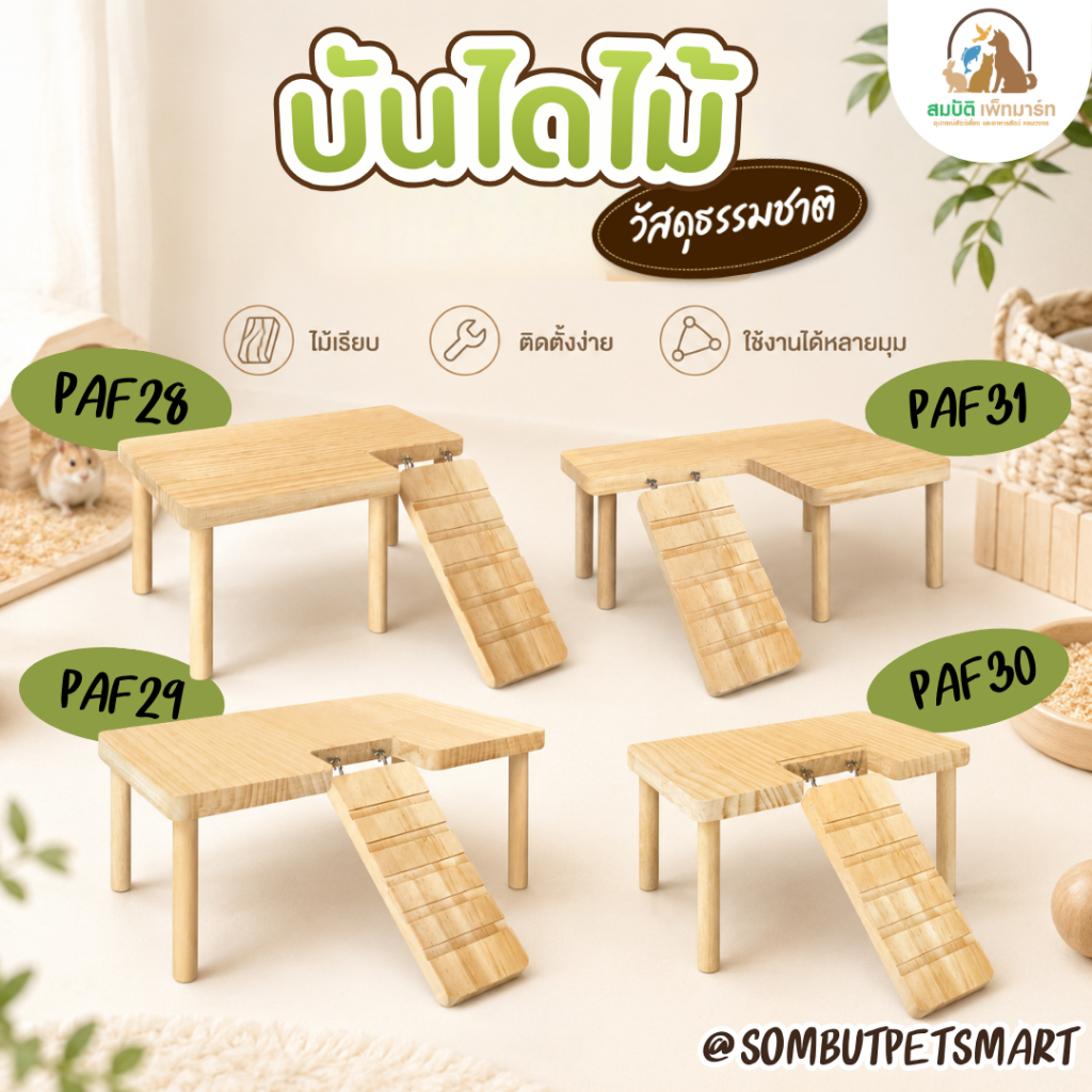 บันไดไม้ + ทางลาด สำหรับหนูแฮมสเตอร์