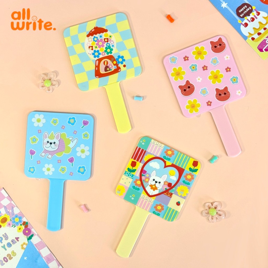 allwrite Cute Mirror – กระจกพกพามีด้าม ลายน่ารักสุดคิ้วท์
