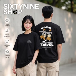 เสื้อยืดแขนสั้น ผ้าCotton M-4XL พิมพ์ลาย "Trevel" พร้อมส่ง