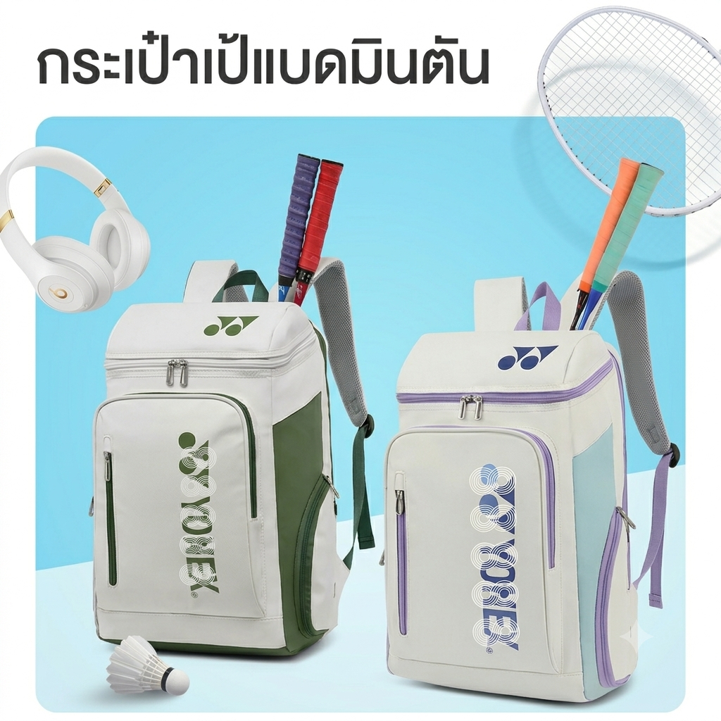 [YM2026] ครบจบในใบเดียว กระเป๋าเป้แบดมินตันสไตล์สปอร์ต กันน้ำ ใบใหญ่ ใส่ไม้แบด รองเท้า เสื้อผ้า พร้อมส่ง