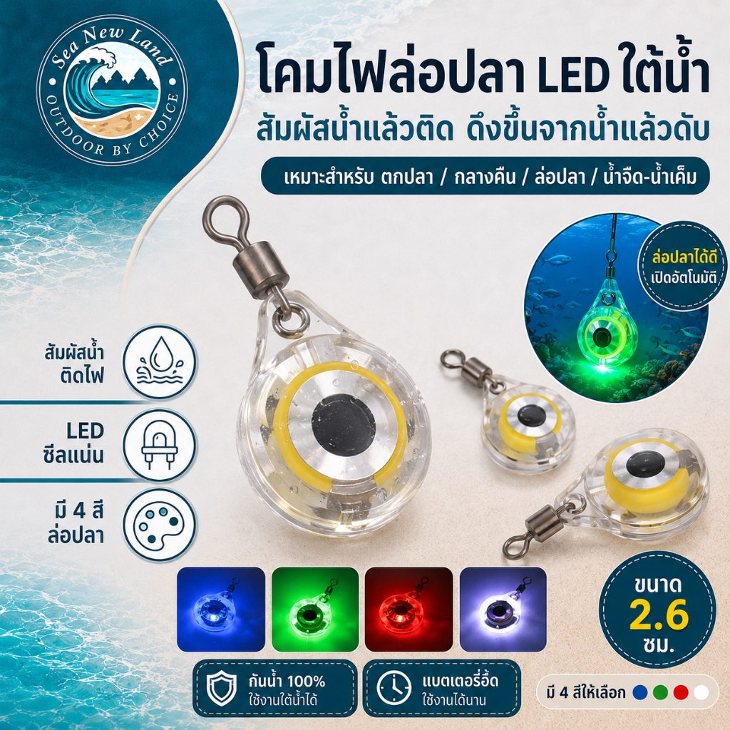 เหยื่อตกปลา โคมไฟ LED สําหรับตกปลากลางคืน กันน้ํา แบบพกพา เหยื่อปลอม