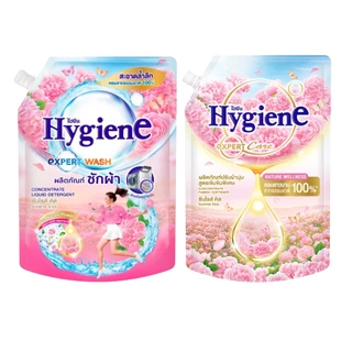 (ซัก+ปรับ) Hygiene ไฮยีน น้ำยาซักผ้า 1400 มล. และน้ำยาปรับผ้านุ่ม 1000 มล.