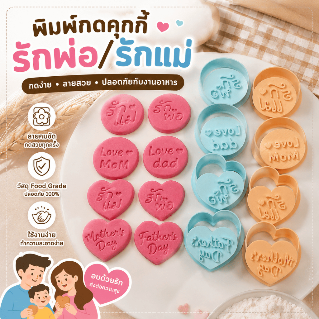 สั่งทำพิมพ์กดคุกกี้ กดขวดน้ำ กดน้ำตาล ฟอนดอน พิมพ์ขนม คุกกี้คัตเตอร์ Cookiecutter