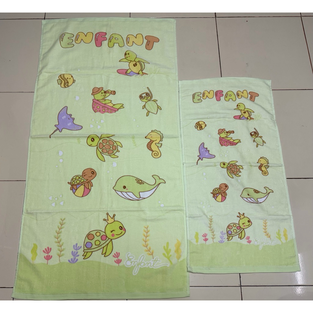 ยกเซ็ท ENFANT(อองฟองต์) ผ้าขนหนูขนาด 24 × 48 นิ้ว + ผ้าเช็ดผมขนาด 15 × 30 นิ้ว ของแท้ไม่มีป้าย สุ่มตำหนิ ขอคนรับได้