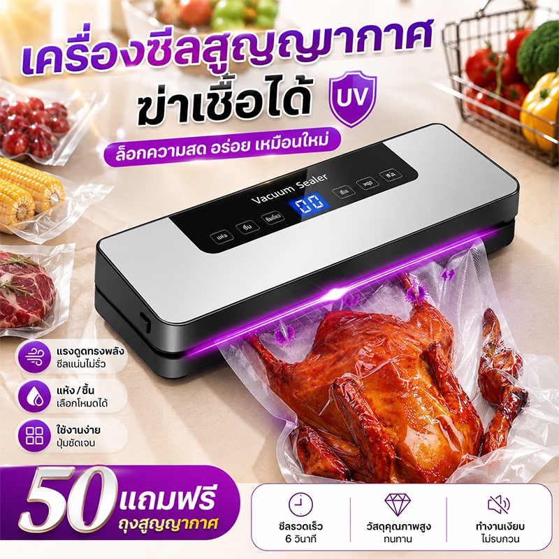 สูญญากาศของเหลวได้ เครื่องซีลสูญญากาศ เครื่องซีลสูญซีลสูญญากาศ ซีลยาวขึ้น 30cm อาหาร แห้งและเปียกใช้ได้ ล็อคสดสุญญากาศ
