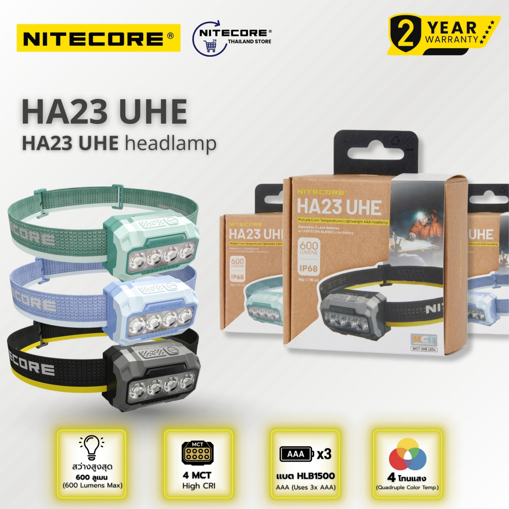 ไฟฉายคาดหัว NITECORE HA23 UHE ความสว่าง 600 Lumens