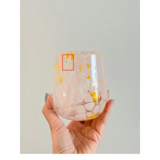(งานDefect มีรอย) พร้อมส่ง อ่านรายละเอียดก่อนสั่งซื้อ Heart Dot glass แก้วเป่า แก้วลายกระ ความจุ460ml.