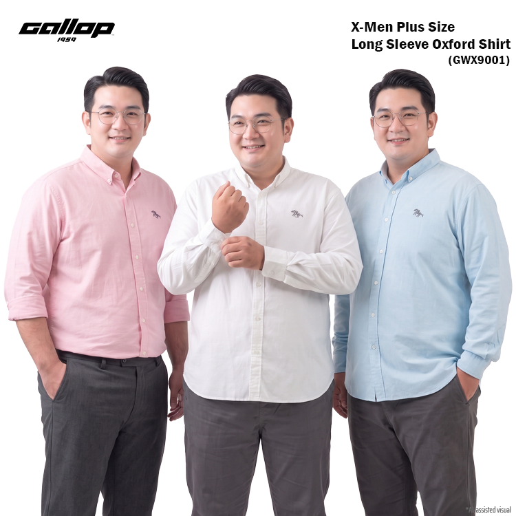 GALLOP X-Men Plus Size Long Sleeve Oxford Shirt เสื้อเชิ้ตแขนยาวผ้าอ๊อกฟอร์ด ไซส์ใหญ่ (GWX9001)