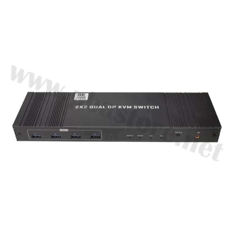 2x2 DUAL DisplayPort (DP) + USB (Support 3.0) KVM SWITCH 8K 60Hz รุ่น S-KVM-DP-8K-202C