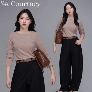 VILA I VL129 Courtney เสื้อเเขนยาวคอปาดผ้านุ่ม