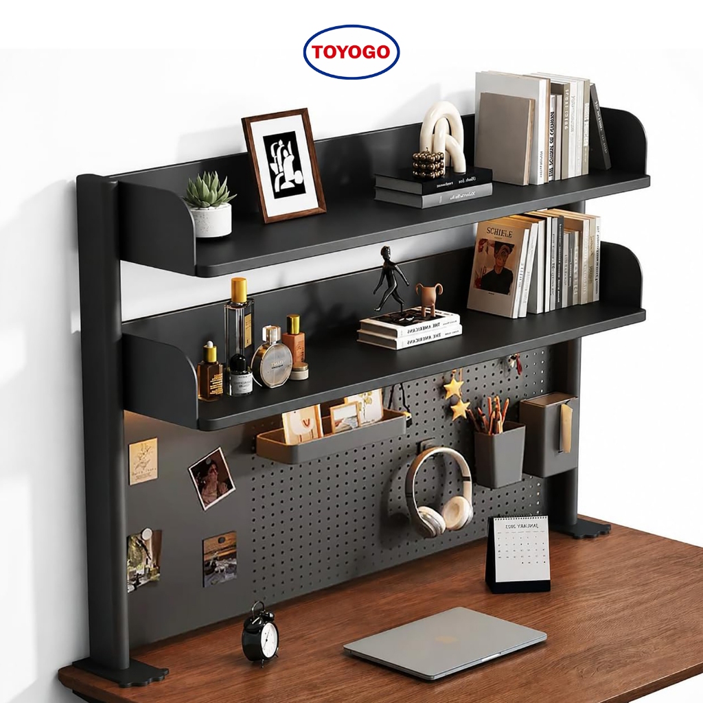 TOYOGO ชั้นวางโต๊ะคอม Pegboard DIY ปรับความสูงได้ จุของได้เยอะ โครงเหล็กแข็งแรง ประหยัดพื้นที่