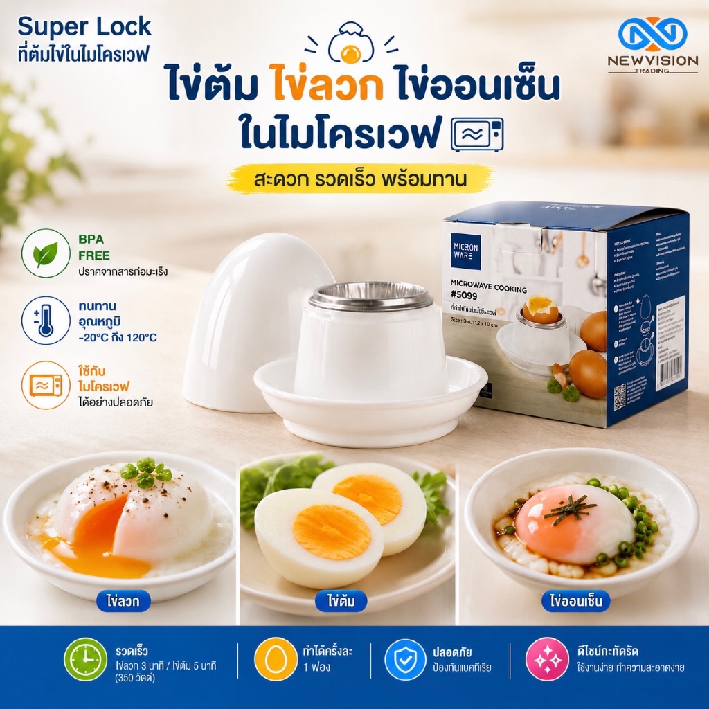 Micronware ที่ต้มไข่ในไมโครเวฟ ต้มไข่ง่าย ไม่ง้อหม้อต้ม สะดวก ปลอดภัย ปราศจากสารก่อมะเร็ง (BPA Free)  รุ่น 5099