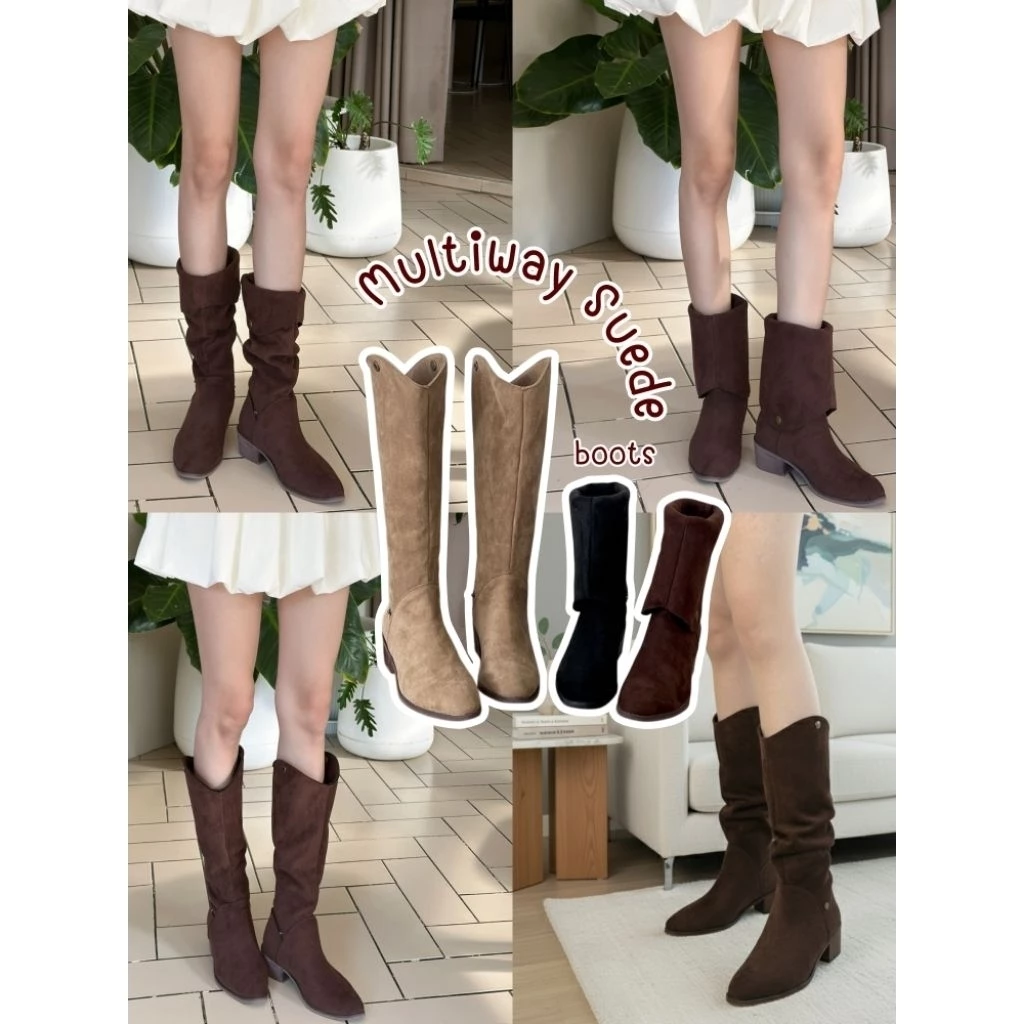 Multiway suede boots 36-42 (**บวก 2 ไซส์จากปกติ**) บูทหนังกลับกำมะหยี่ ใส่ได้หลายแบบ เนื้อนิ่ม