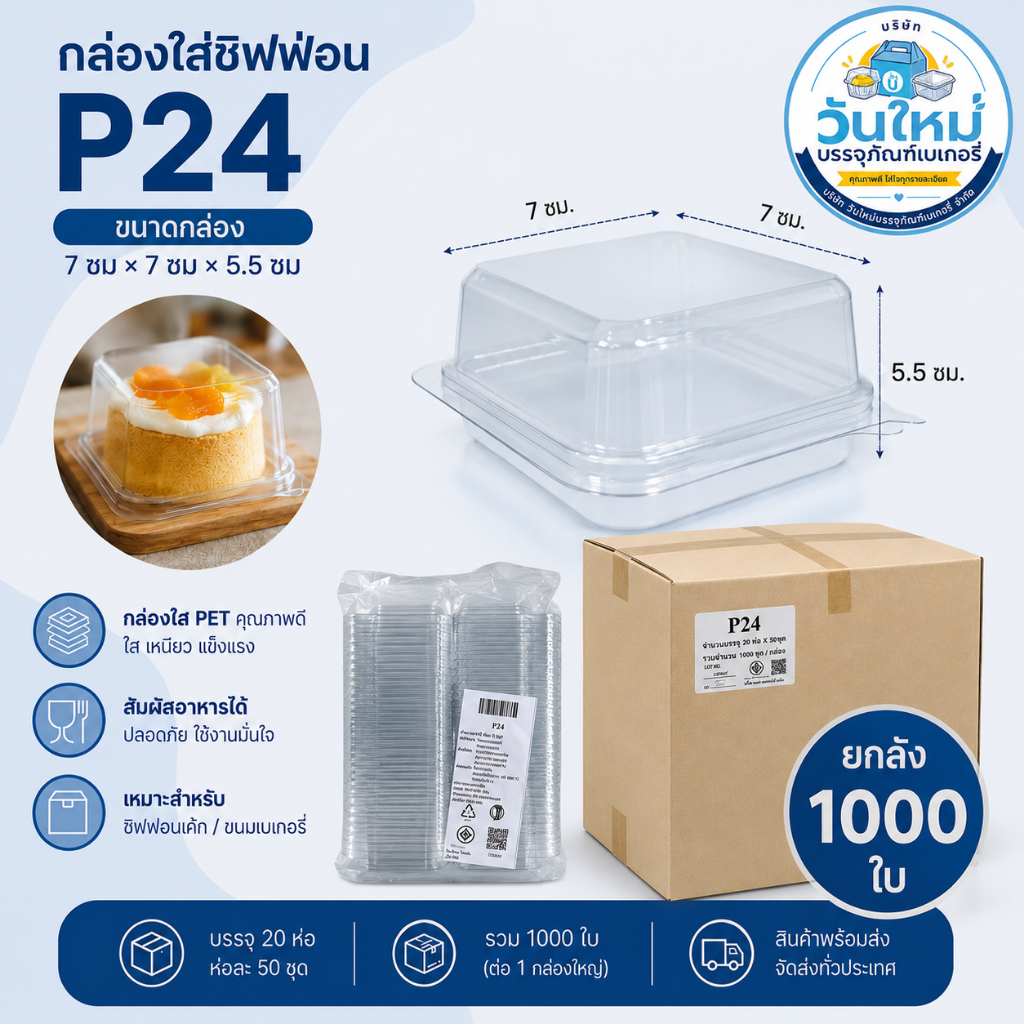กล่องใส P-24 ฝาล็อค : 50 ชิ้น