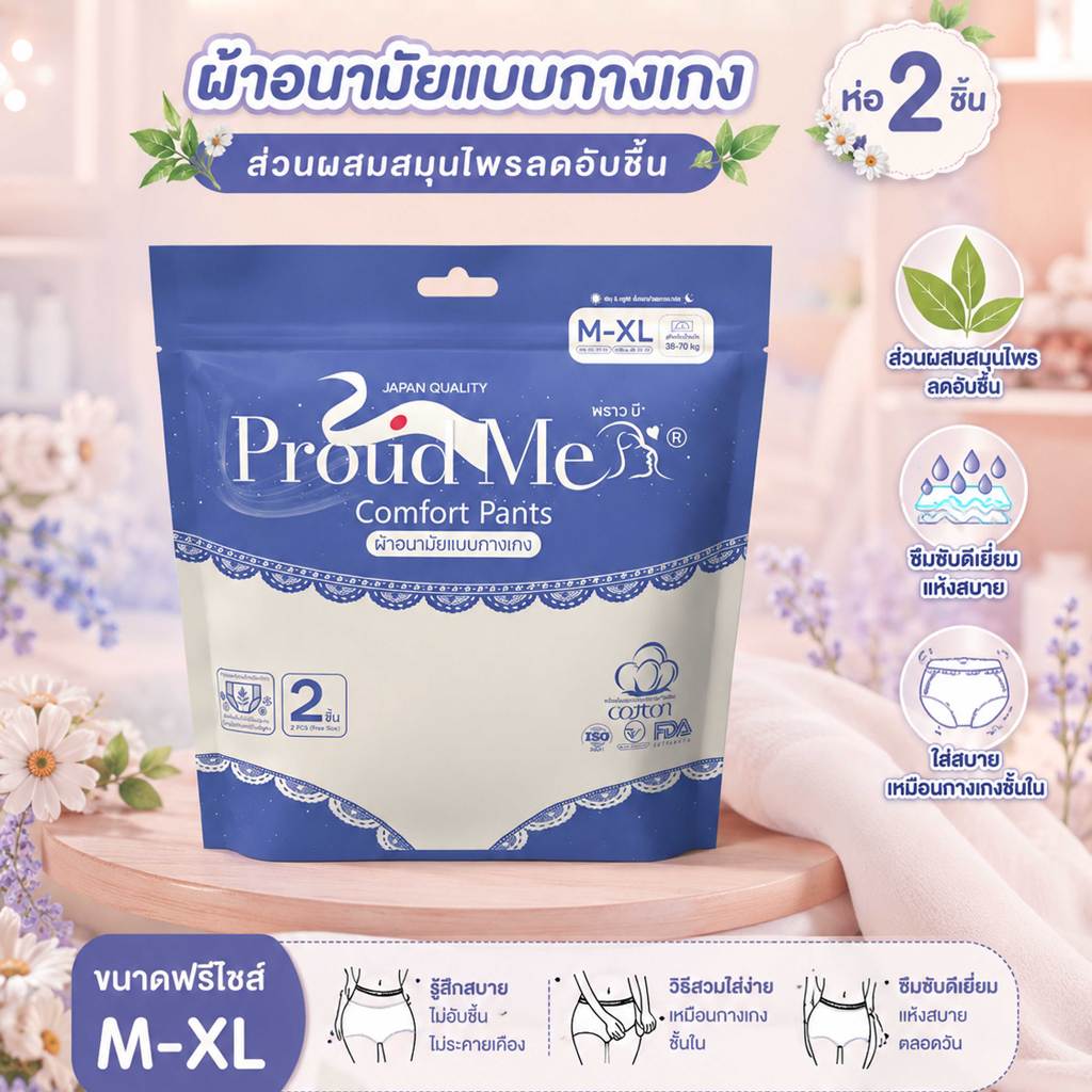 F75 ProudMe ผ้าอนามัยแบบกางเกง (1ห่อ 2ชิ้น) ขนาดฟรีไซส์ L-XL