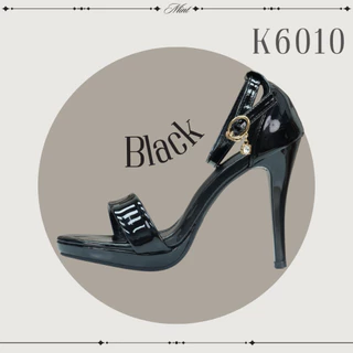 สินค้าพร้อมส่ง รหัสK6010 รองเท้าเปิดหน้ารัดข้อ สูง 4นิ้ว เสริมหน้า0.5นิ้ว หนังเคลือบเจล