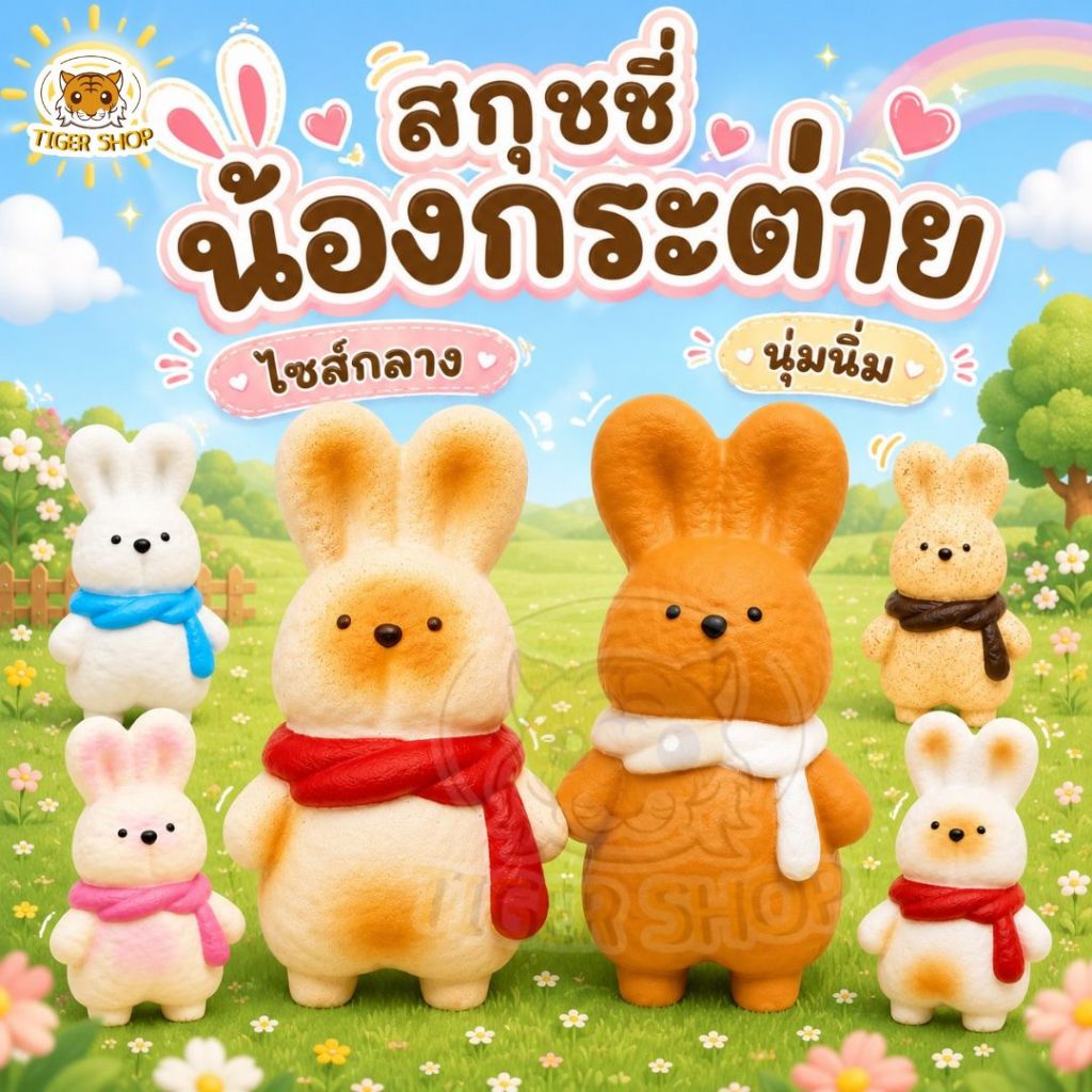 สกุชชี่ ของเล่นบีบนุ่ม สกุชชี่กระต่าย กระต่ายขนาดกลาง ของเล่นของขวัญสำหรับเด็ก หลากหลายแบบ ของเล่นบีบ สกุชชี่