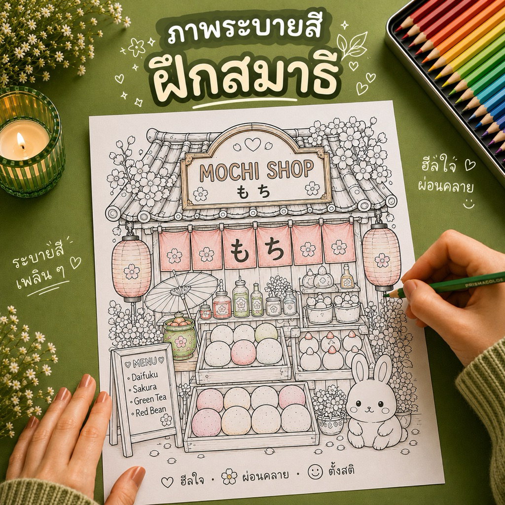 ชุดภาพระบายสี ร้านน่ารัก v3 | A4 | 10 ภาพ | ระบายสีฮีลใจ