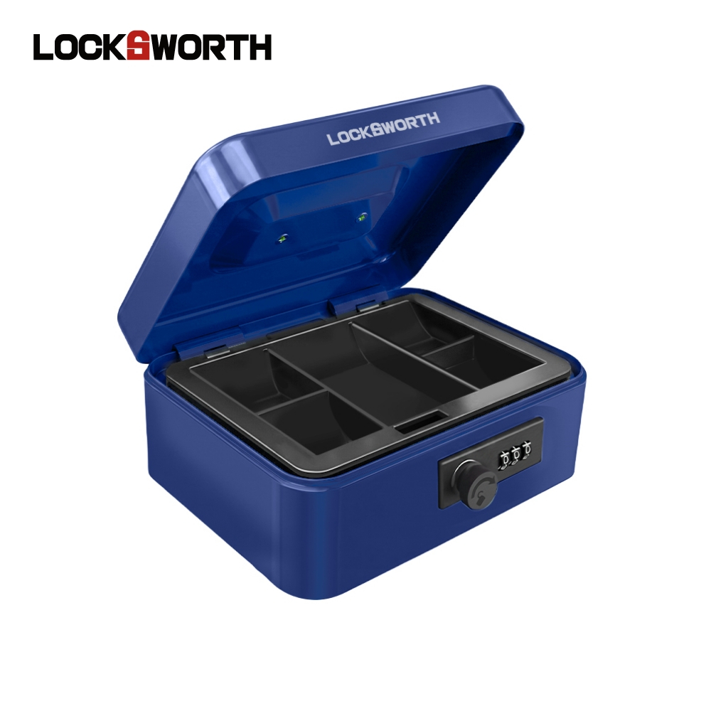 Locksworth กล่องเก็บเงิน กล่องนิรภัย พกพาได้ ปลดล็อคด้วยรหัส ปลอดภัย แข็งแรง ทนทาน Cash Box